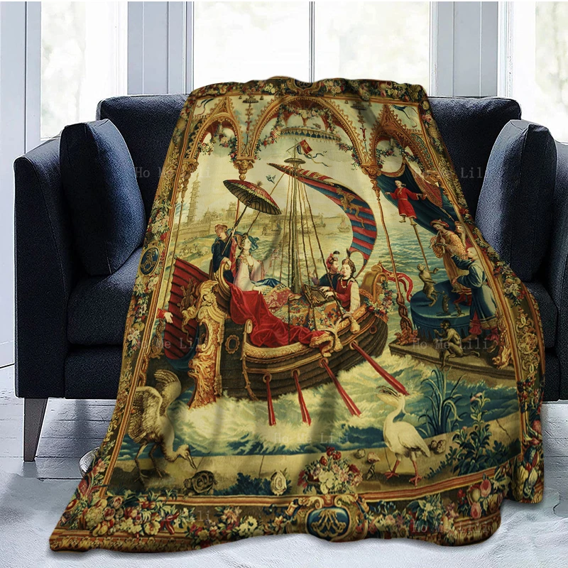 The Chinese Emperor Story Series Embarkation Of The Empress History Ancient Flannel Blanket For Sofa Home Office Applicable