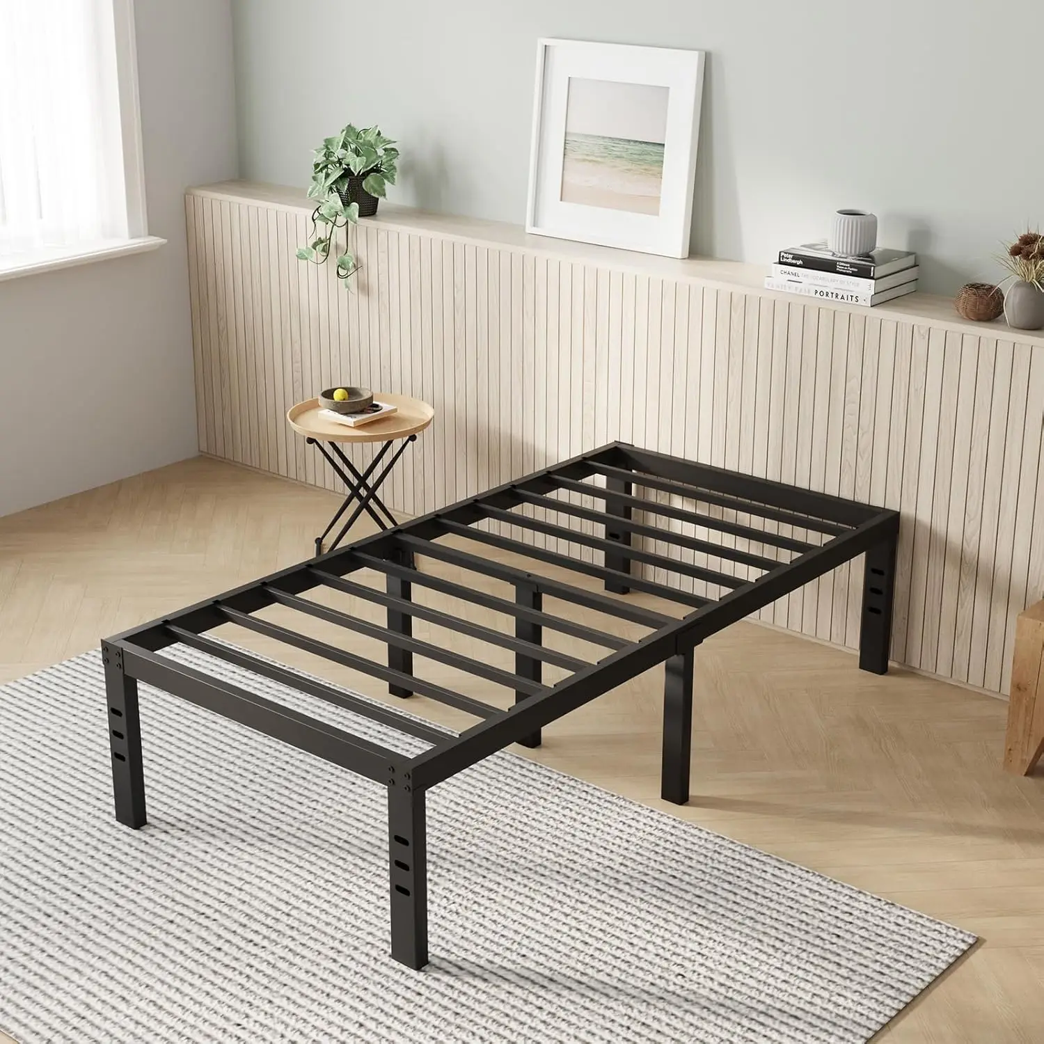 14 Inch Twin Metal Bed Frame with Under-Bed Storage, Heavy Duty Steel Support, Easy Assembly
