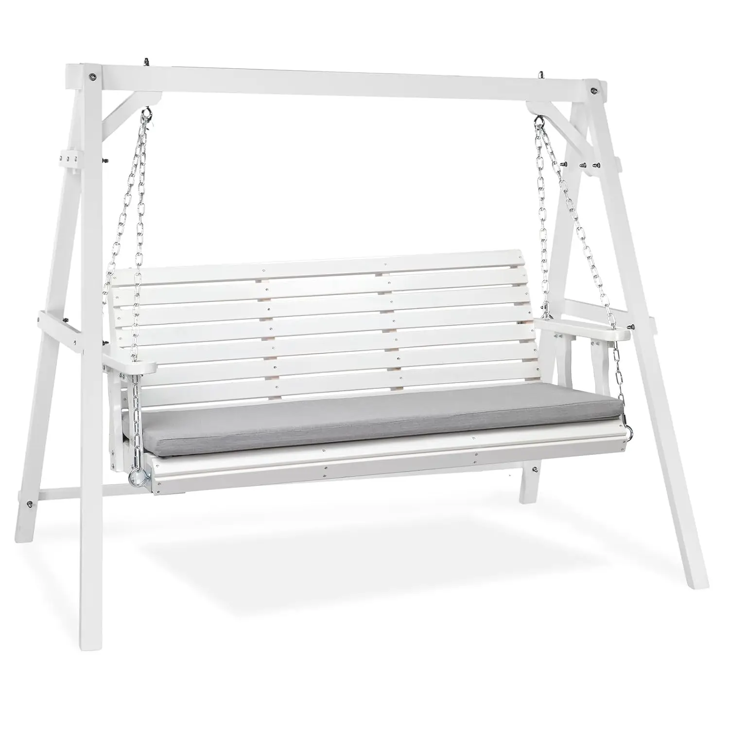 

5FT Heavy Duty Outdoor Porch Swing With Stand & Cushions For Yard Garden Pool Deck, Customized
