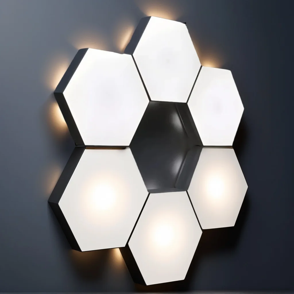 ​​Hexagonal Touch LED Wall Light - Neutral White Night Light 6-Pack​​