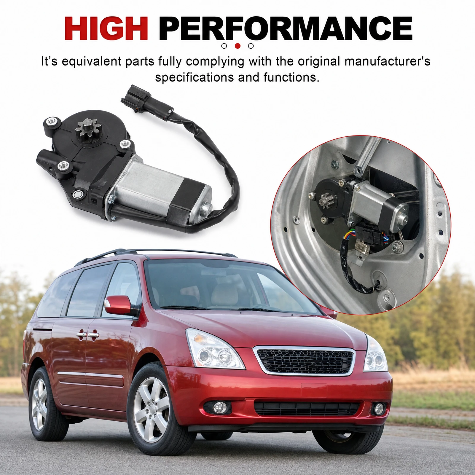 Power Window Regulator Electric Lift Motor for Kia Sedona Carnival 2002-2005 Sorento 2003-2009 0K5525956Y 82450-3E000