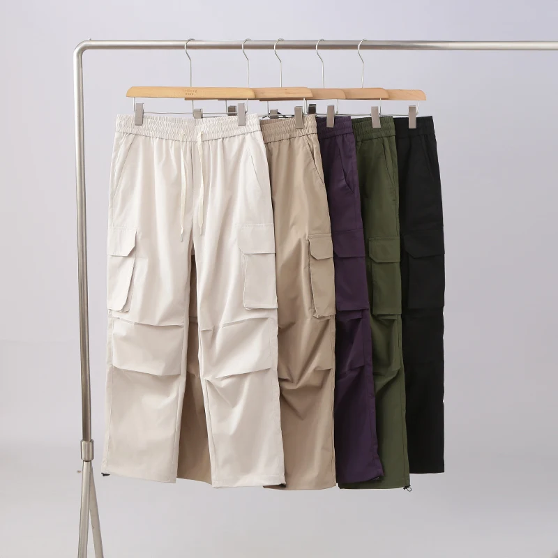 

Early Autumn New Sle Men's Casual Pants Trousers Wide Leg Workwear Cargo Leisure Umbrella Soldier Trousers mid Waist Straig...