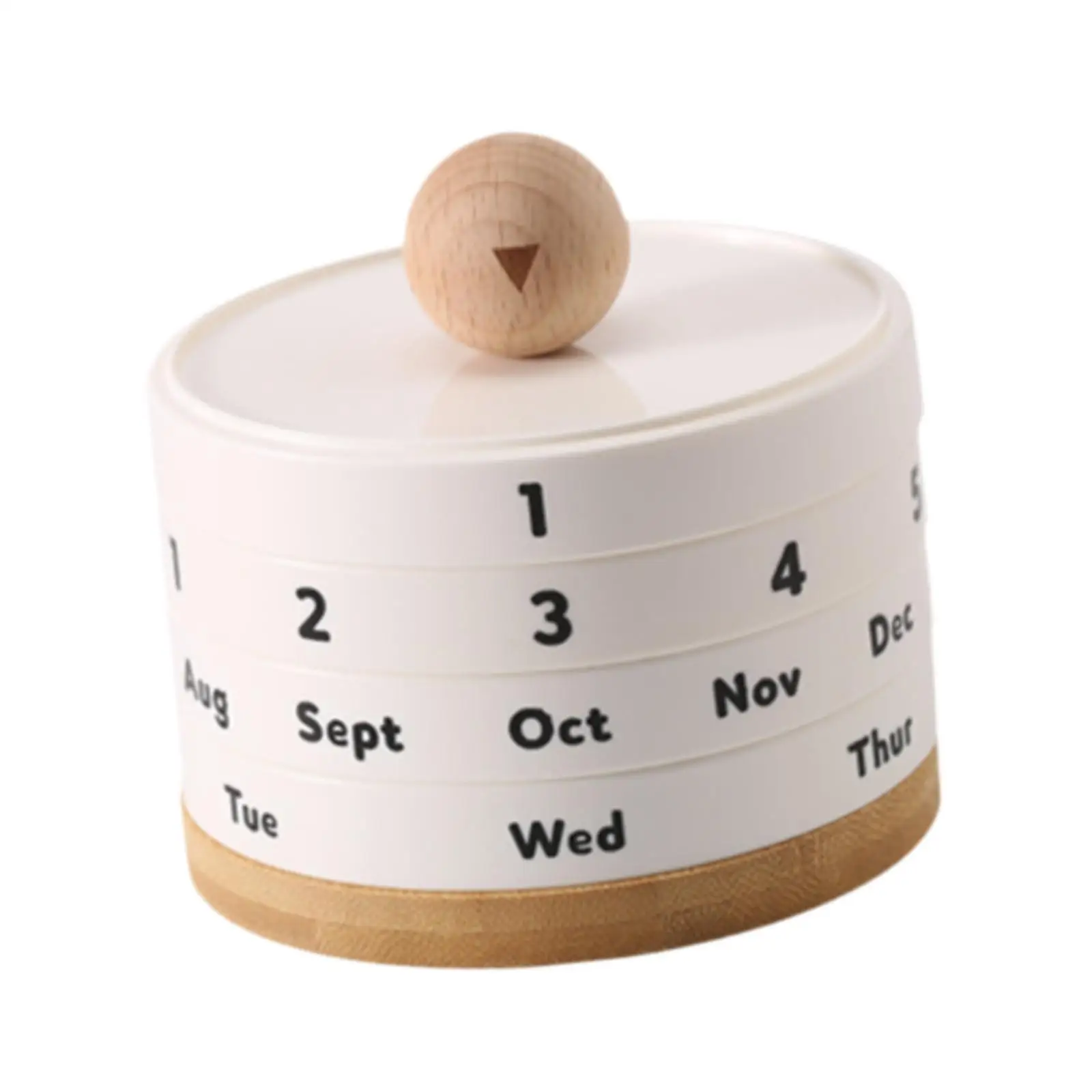 Perpetual Calendar Desk Decor Creative Reusable Wooden Versatile Art Rotating Perpetual Calendar for Living Room Home Bedroom