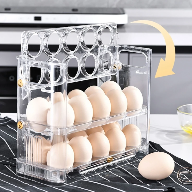 Egg Holder for Refrigerator Door, Egg Storage Box Reversible Box, 3Layer Fridge Egg Tray Container for Kitchen