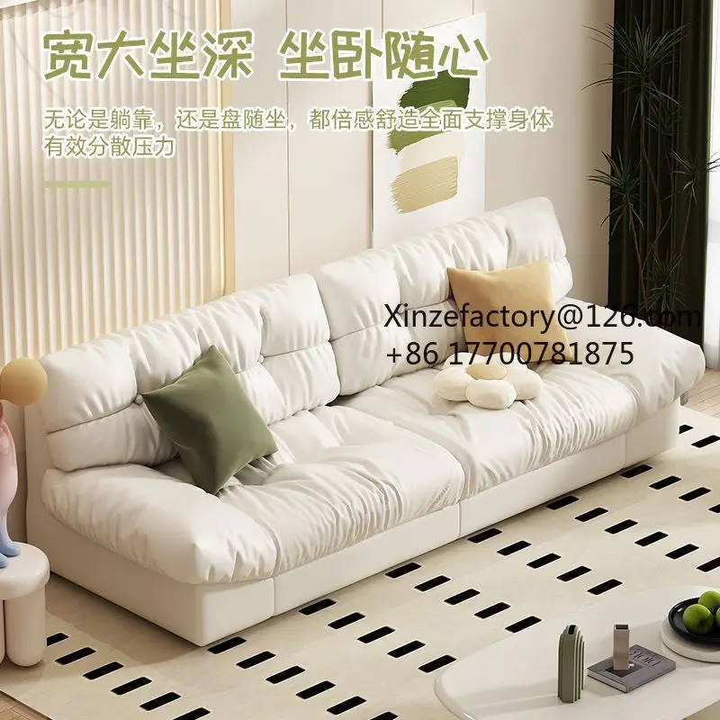 Factory Direct 2026 Top Rated Wide Cloud Sofa Floor-to-ceiling Sofa Bed Modern Simple Small Unit Cream Wind Fabric Sofa