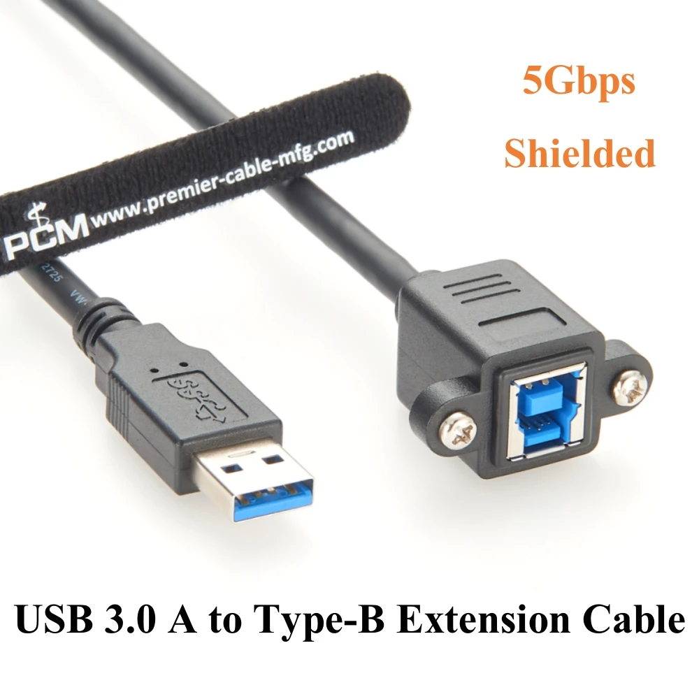 

Screw Panel Mount USB 3.0 A Male to Type-B Female Extension Cable 5Gbps USB A to B Printer Cable for Scanner, Industrial Camera