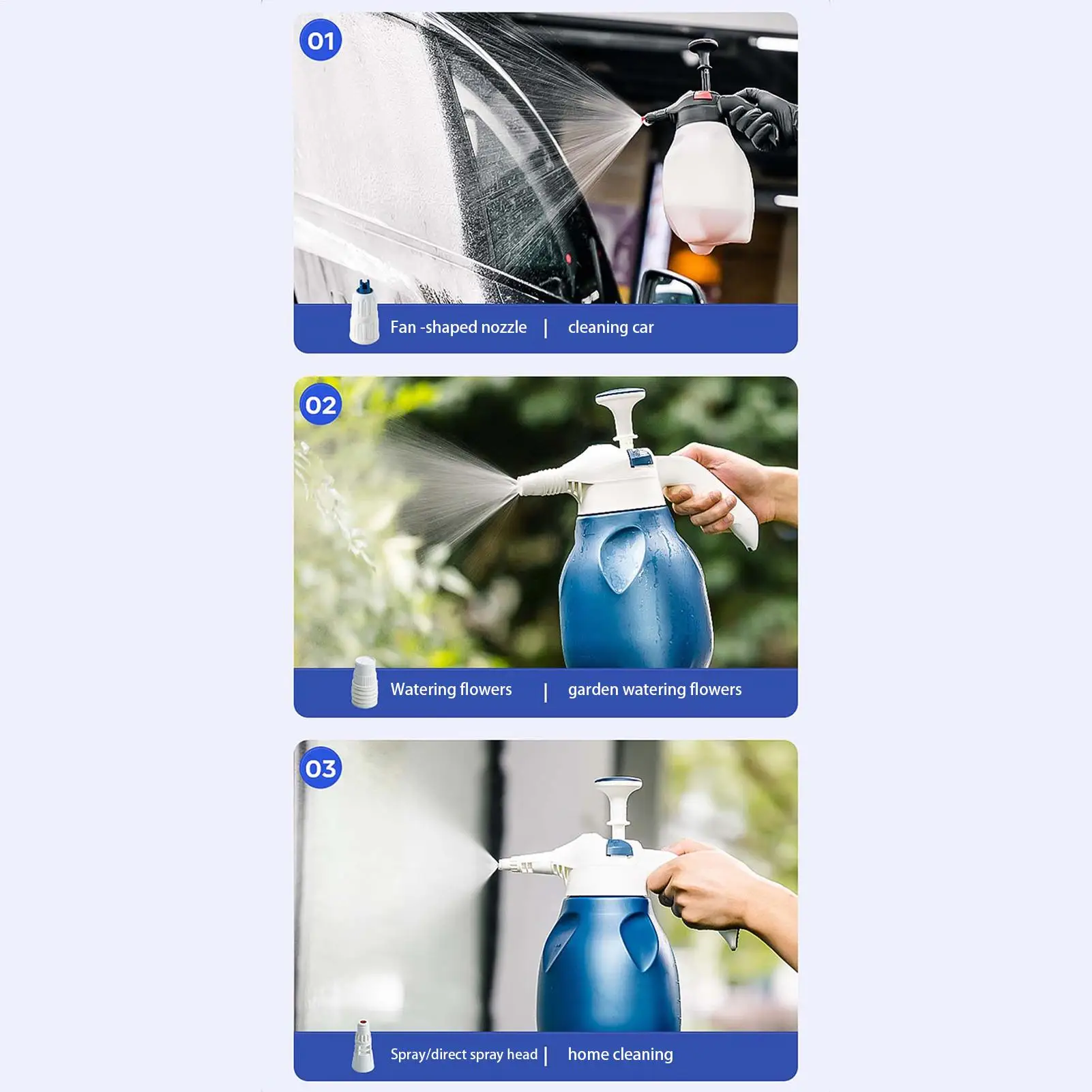 

2L Car Foam Sprayer High Pressure Multipurpose Portable Car Wash Hand Pressure Pump Foaming Watering Can for Garden Yard