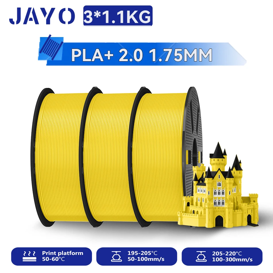 JAYO 3,3KG PLA PLUS 2.0 Filament Upgrade PLA plus 3D-Drucker-Filament Neatly PLA+2.0 3D-Druckmaterial für 99% der 3D-FDM-Drucker