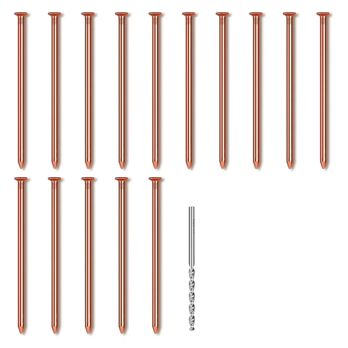 15Pcs Copper Nails for Killing Trees Stump Root, 3.14 Inch Long Pure Copper Nails with Drill, Stump Removal Spikes