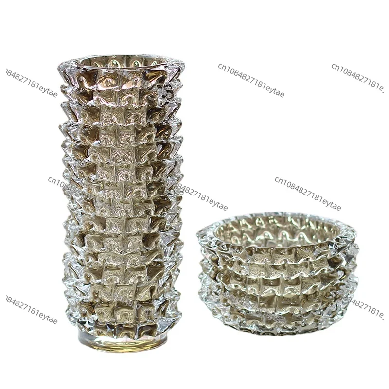 Creative Transparent Wrinkle Glass Vase Desk Decoration Flower Arrangement Hydroponics Flower Pots Floral Vases Modern Decor