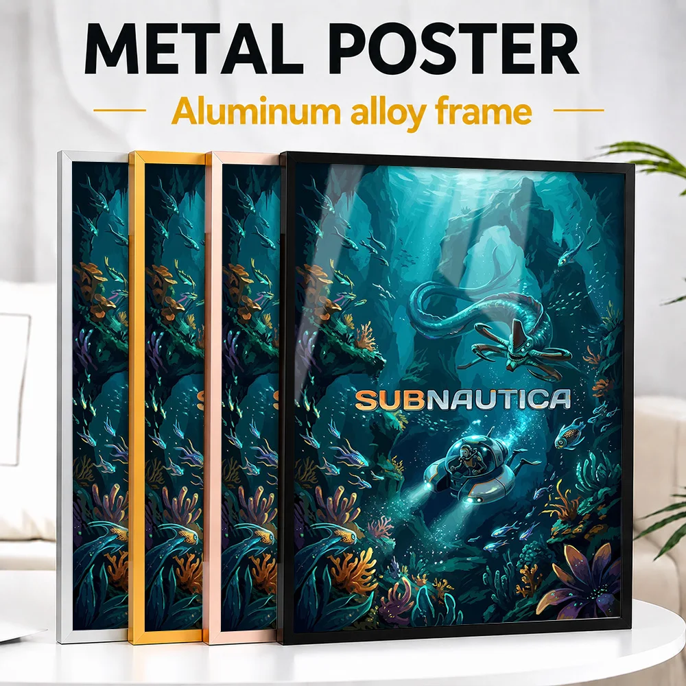 Subnautica Underwater Exploration Game Framed Metal Print Customized Photo Deep Ocean Style Wall Art For Media Room Player Gift
