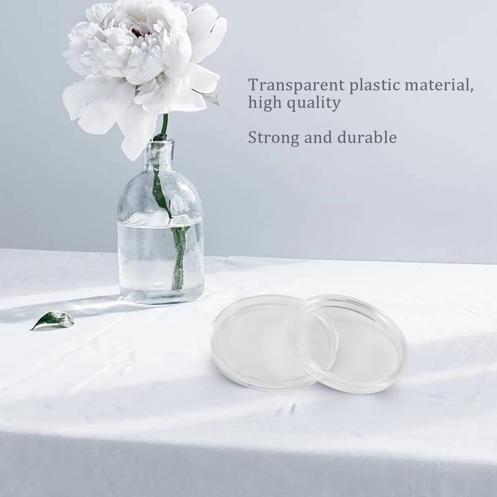 Petite boîte ronde transparente en plastique pour pièces de monnaie, capsules, 33mm, 10 pièces