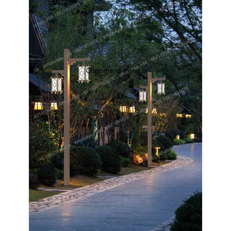 Outdoor double-headed courtyard street light Outdoor Chinese landscape solar high pole light B & B scenic spot decorative light