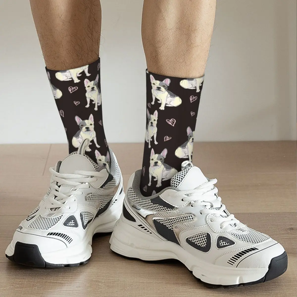 Calcetines de perro Bulldog francés para hombre y mujer, medias divertidas de animales felices, novedad, primavera, verano, otoño e invierno, regalos