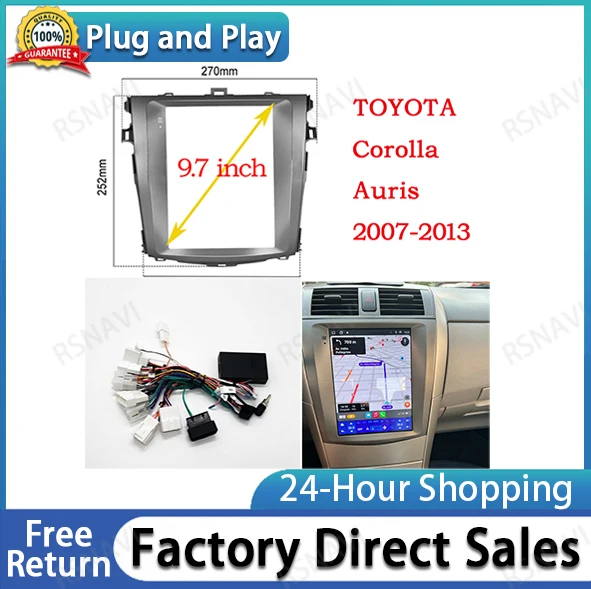 

2 Din Автомобильный вертикальный экран 9,7 дюйма DVD GPS ABS PC Пластиковый корпус Facia для TOYOTA Corolla Auris 2007-2013 комплект для приборной панели