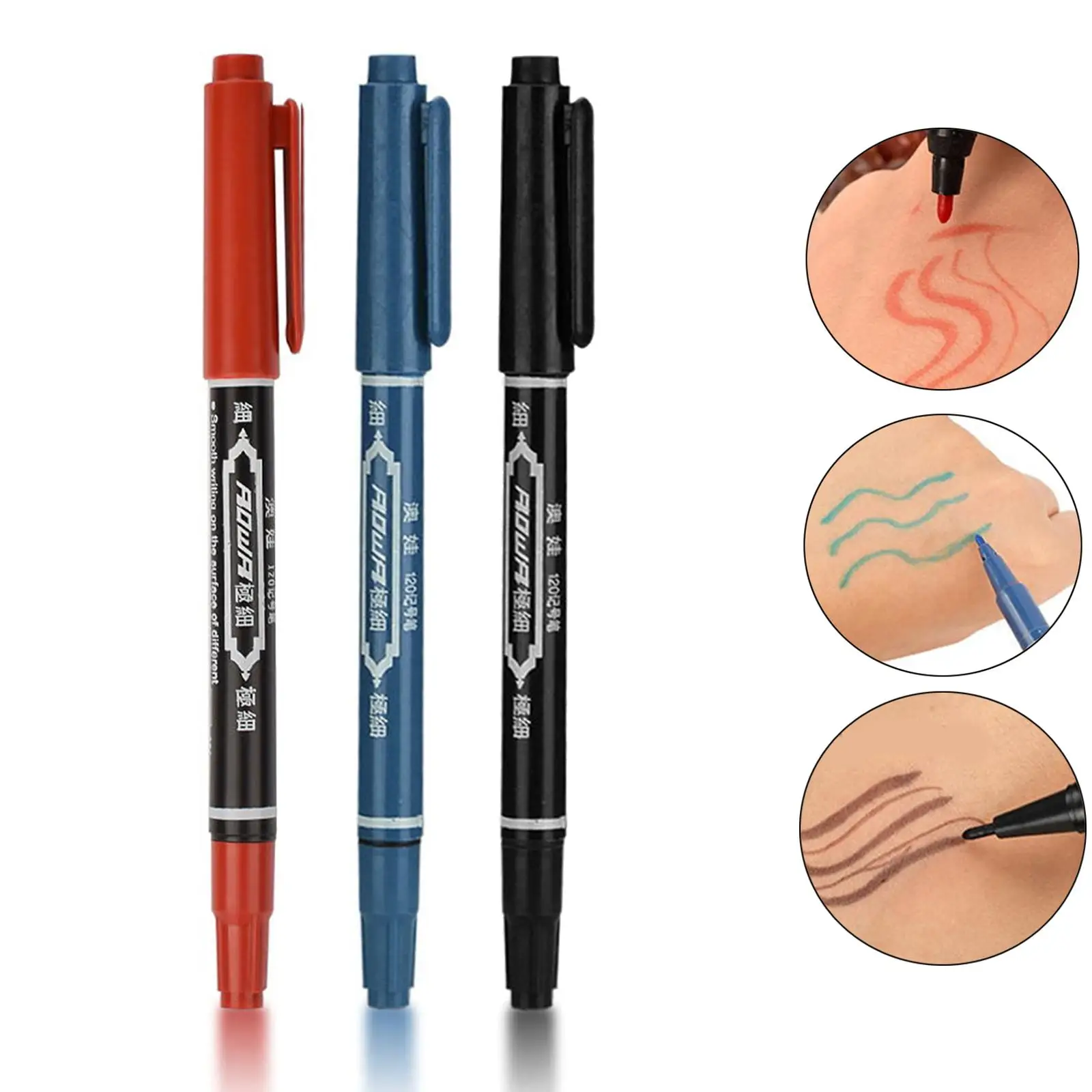 

3 Pcs Double Ended Marker Pen Professional Marker anti-clog Pencil