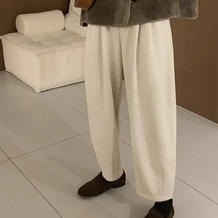 Casual Pants for Women Fall Winter 2025 New High Wasited Baggy Ankle Length Pants Ladies Chic Drawstring Y2k Sweatpants