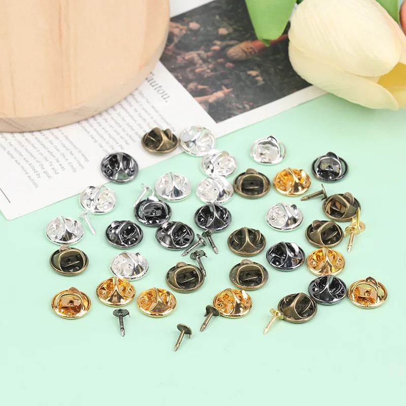 DIY Craft Set - 100 Metal Locking Pin Backs for Handmade Badges, Brooches and Jewellery