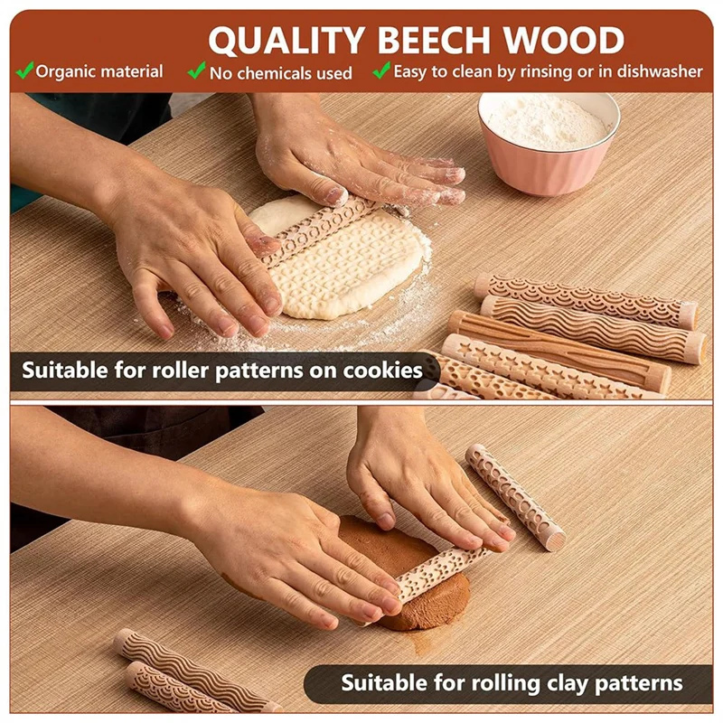 

【DIY DECOR】Clay Texture Rollers Pottery Rollers For Clay For Pottery And Ceramics, Modeling Texture Rolling Pin Stencil Board St