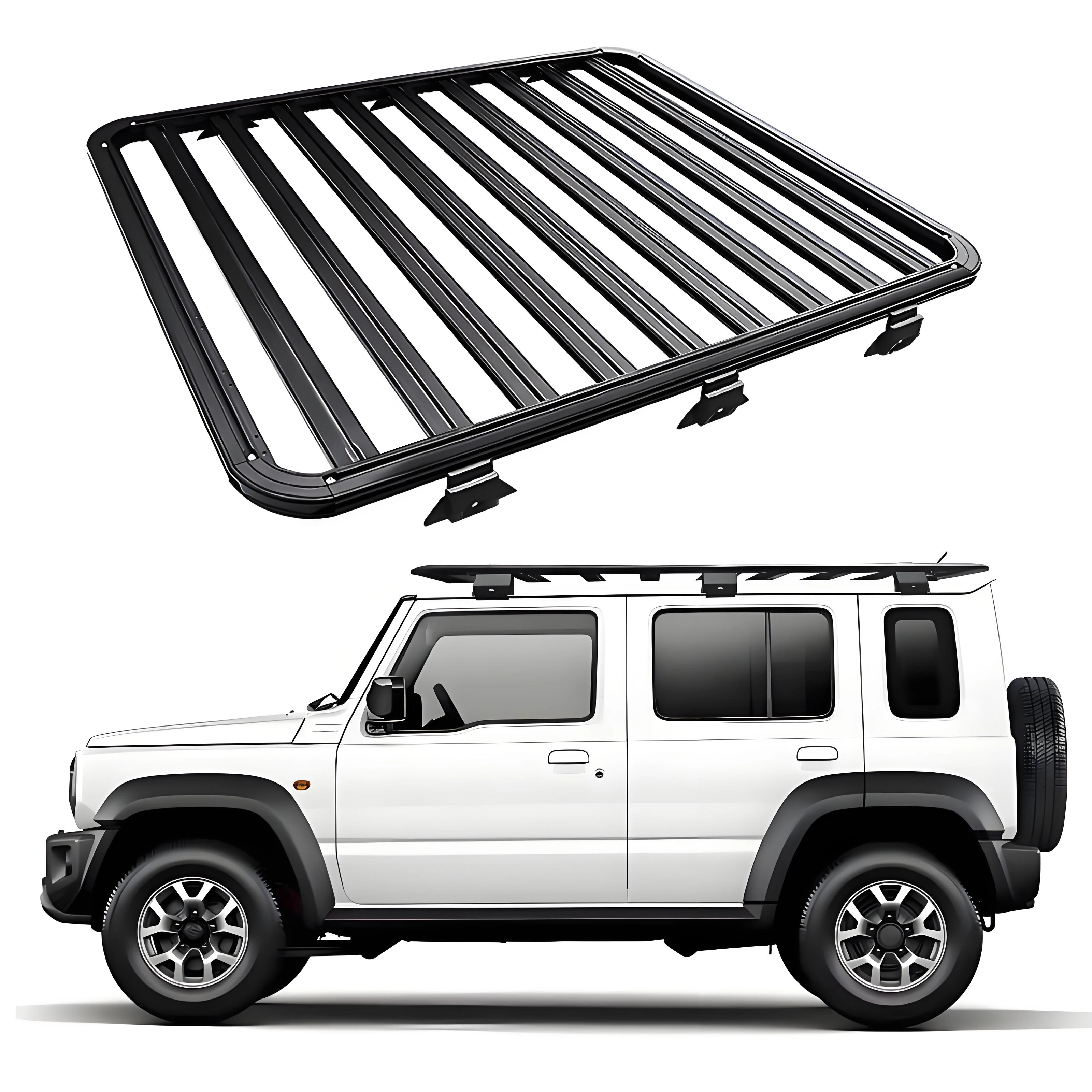 

Cross bar Frame Guality Aluminum 4x4 Luggage bar Car Roof Rack Roof Luggage Basket for Jimny 5 Doors 3 Doors