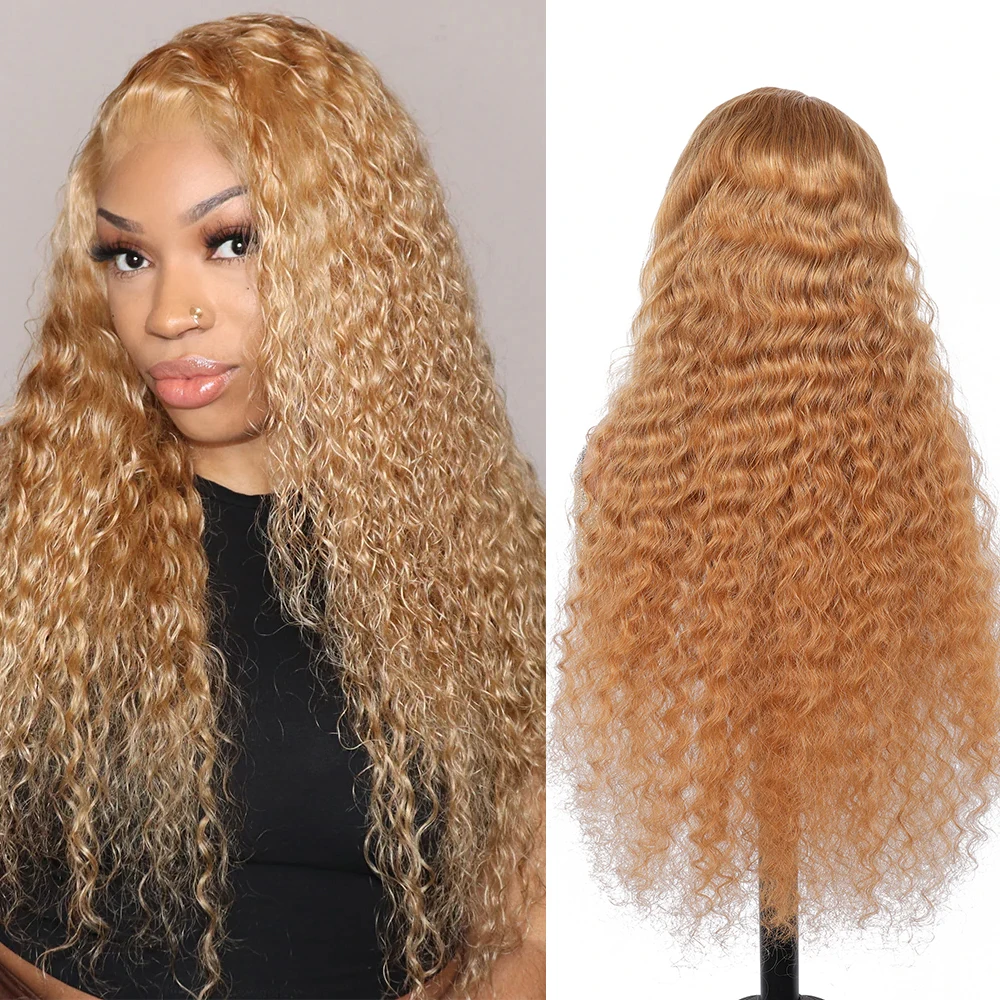34 بوصة بيرو موجة عميقة العسل شقراء 13x6 HD الدانتيل الجبهة خصلات الشعر المستعار الإنسان قبل نتف 13x4 غلويليس مجعد الدانتيل شعر مستعار أمامي المياه