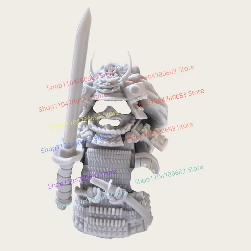 

MOC Building Blocks Mini Assembly White-Coated Figure: Japanese Samurai Armor Accessory Display Piece, Collectible Gift Toy