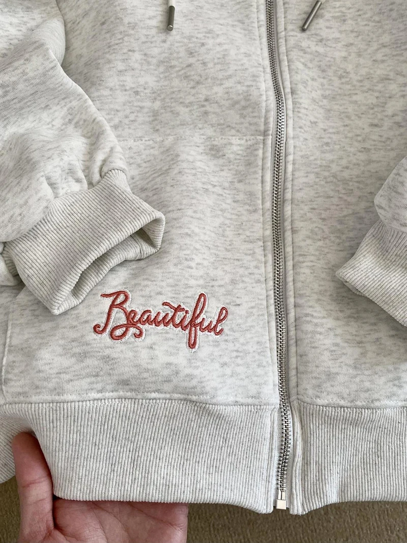 Lace Patchwork Bow Hoodies Women Sweet Fall Letter Print Cute Loose Sweatshirt Casual Long Sleeve Vintage Zipper Lady Kawaii Top