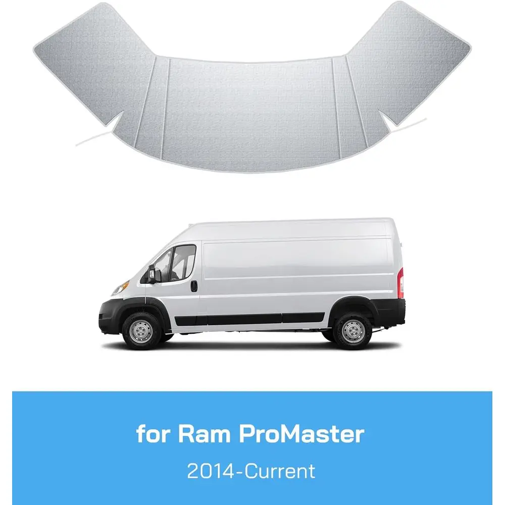 Capa de pára-brisa cinza Oxford ProMaster 2014-2024, guarda-sol frontal grosso com recortes de espelho para proteção contra gelo e neve