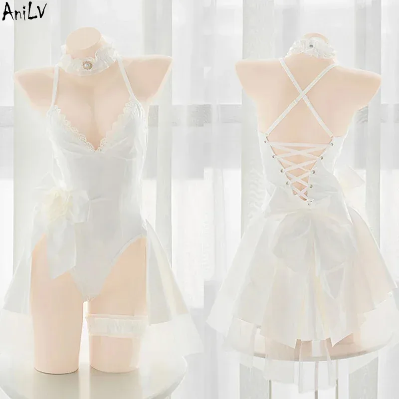 

Anilv anime wedding awakening girl bride leather bubble dress uniform women backless bodysuit cosplay costumes
