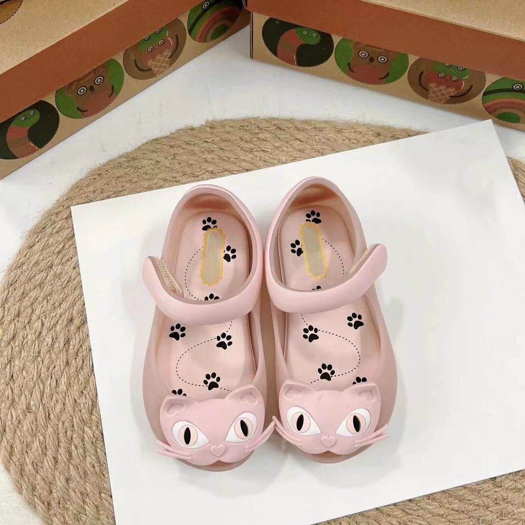 Parent-child Fish Mouth Fragrant Sandals Adult Kids Soft Jelly Shoes Mommy Daughter Shallow Mouth Cartoon Cat Beach Shoes 22-40