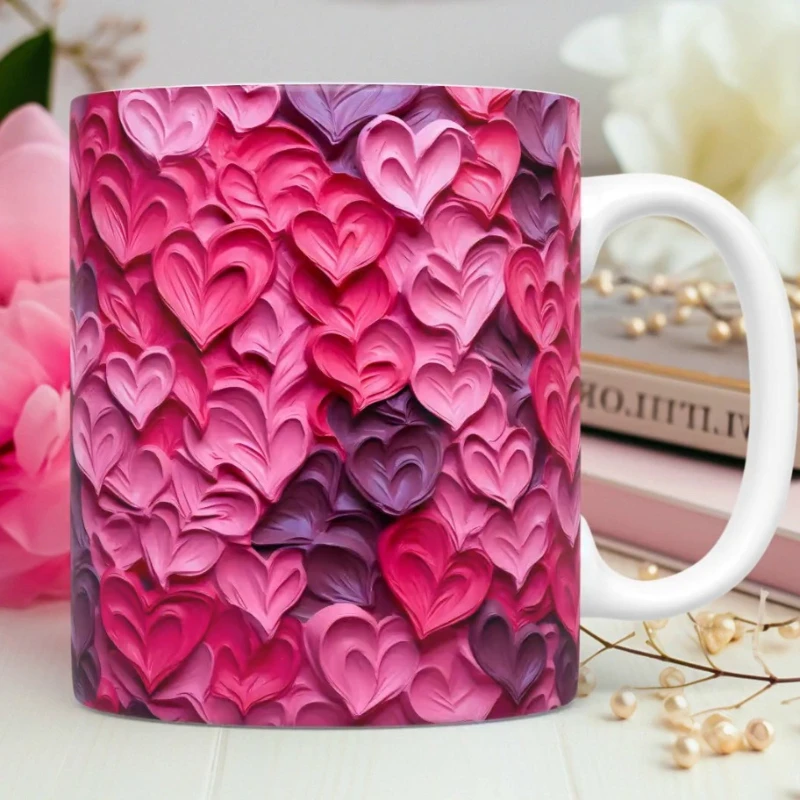 

3D ceramic coffee mug Valentine's Day love tea cup couple gift