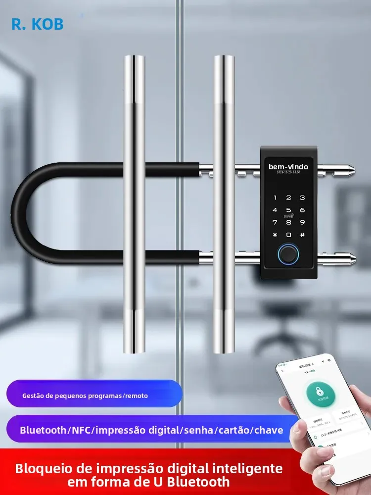 Cadeado de combinação, cadeado em forma de U, cadeado com impressão digital, cadeado em forma de U para lojas com porta dupla