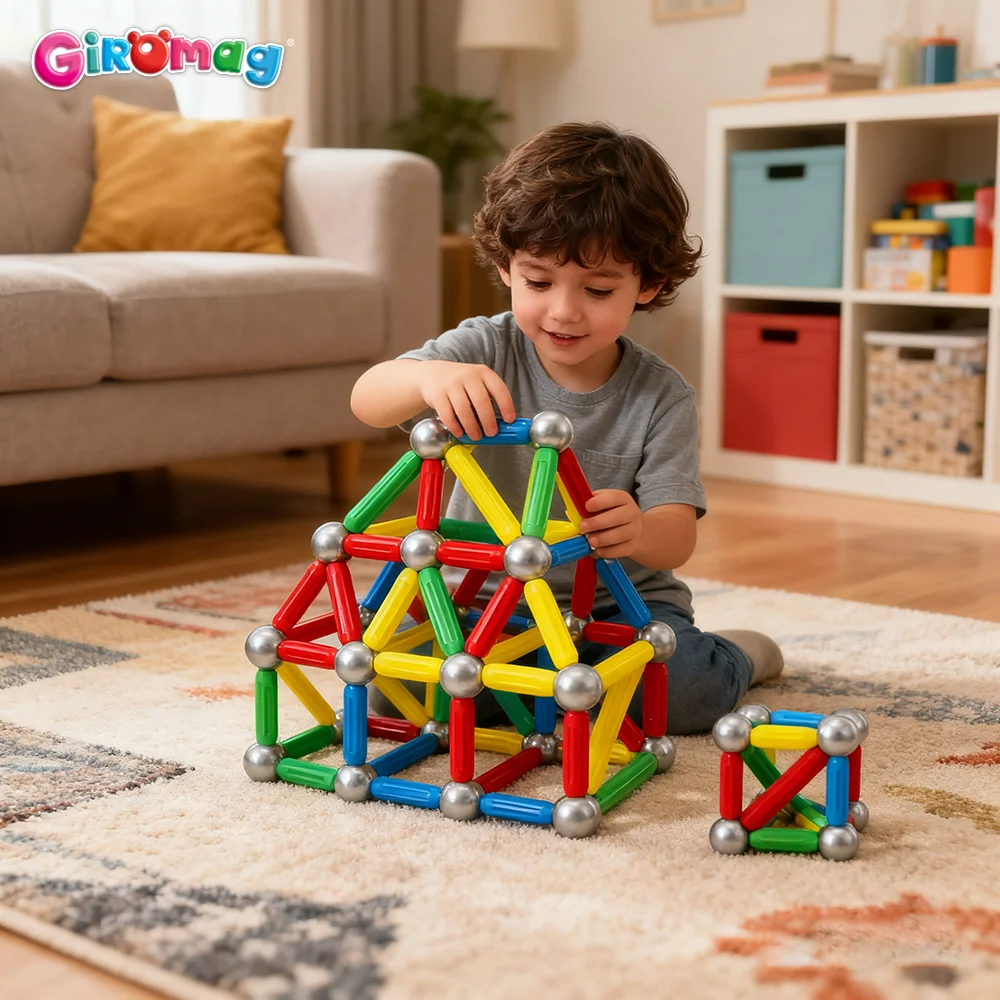 

GIROMAG Magnetic Constructor Blocks Set Toys for Kids Magnet Stick Rod Building Blocks Educational Toys For Children Boy Girl