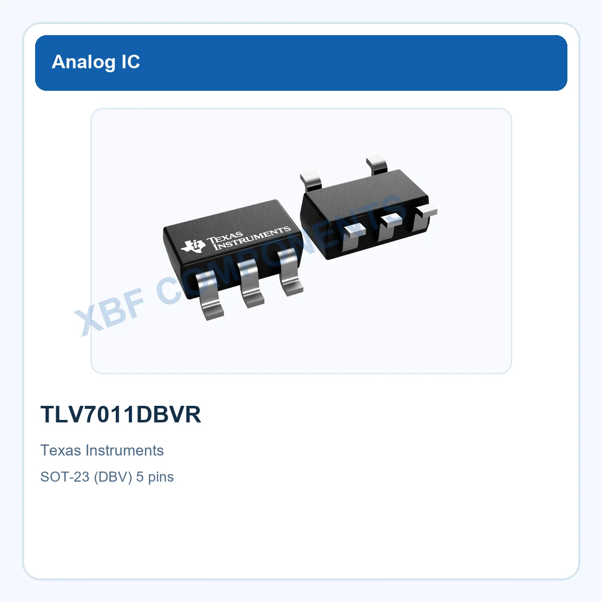 TLV7011DBVR Texas Instruments Comparator IC SOT-23 (DBV) 5 pins
