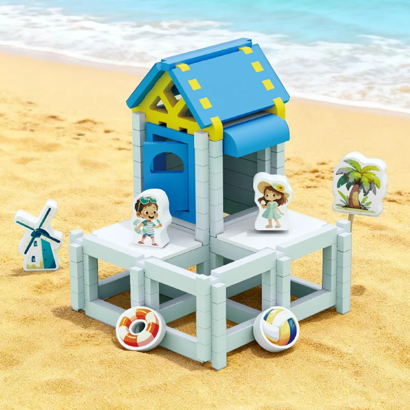 مجموعة مكعبات بناء نقر ولسان - تتضمن موضوعات الحيوانات والمزرعة والكوخ وتعزز الإبداع والمهارات الحركية الدقيقة