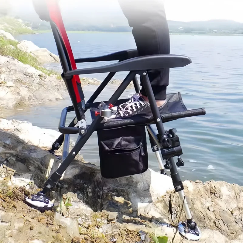 Outdoor Retractable Fishing Chair Adjustable 5-Position Folding Chair With Pillow Armrests Portable Camping Fishing Equipment image 3