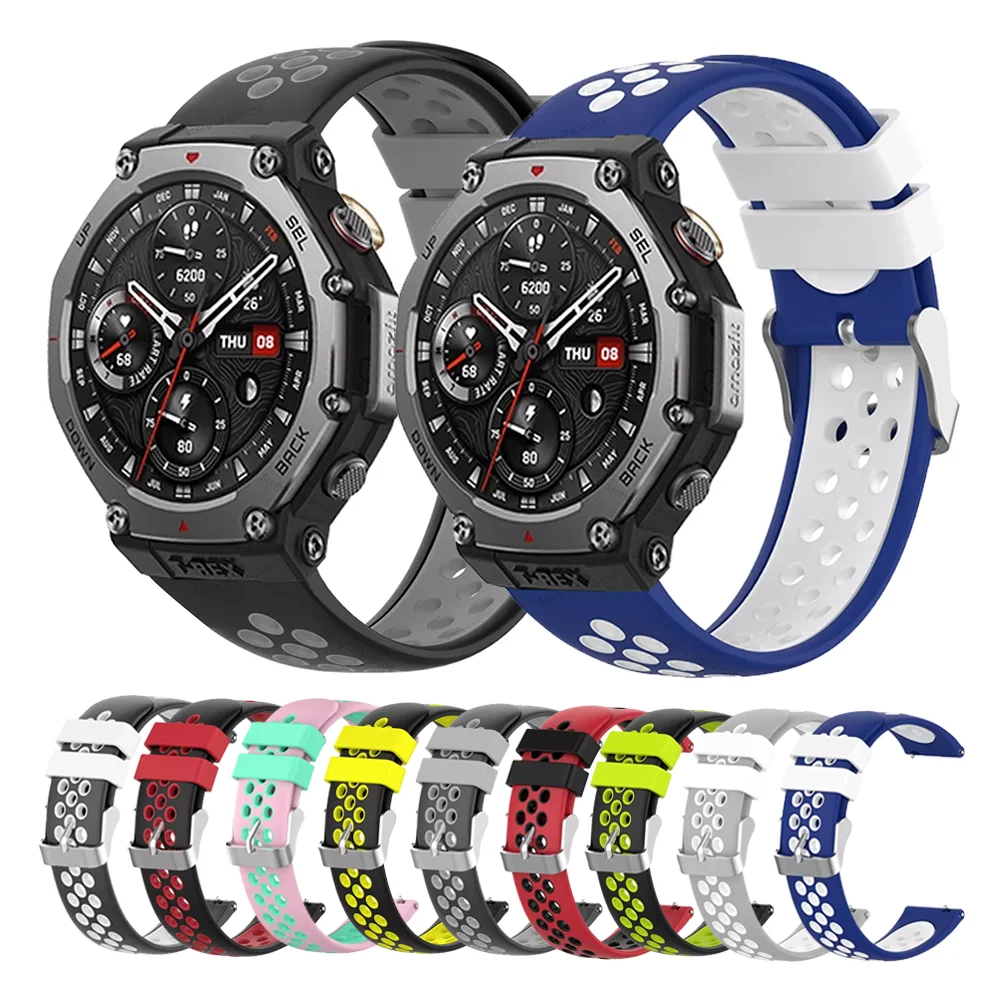 Pulseira de silicone para huami amazfit t-rex 3 pulseira de relógio inteligente para amazfit gtr 47mm 3 3pro 2 2e pulseira acessórios correa