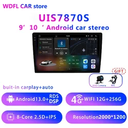 Uis7870-reproductor Multimedia para coche, dispositivo con 8 núcleos, 12 + 256G, Android 13, 5G, WIFI, Carplay y Android, GPS, DSP, MP5, WIFI, Bluetooth
