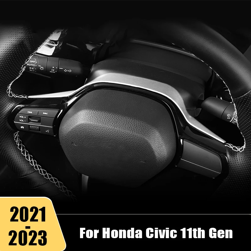 

For Honda Civic 11th Gen 2021 2022 2023 Carbon Fiber Car Steering Wheel Frame Cover Trim Sticker Interior Decorative Accessories