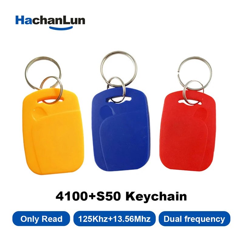 RFID Keyfobs Dual Chip 4100+S50 Smart NFC ID IC 125Khz 13.56Mhz Composite Access Control Accessories Read Only Access Card Tag