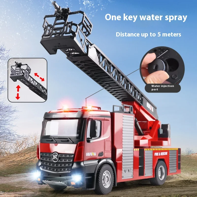 Huina 561 Upgrades to Extra Large 22 Fire Engineering Sprinkler Ladder Car Remote Control Car Fire Rescue Train 1:14 Charging
