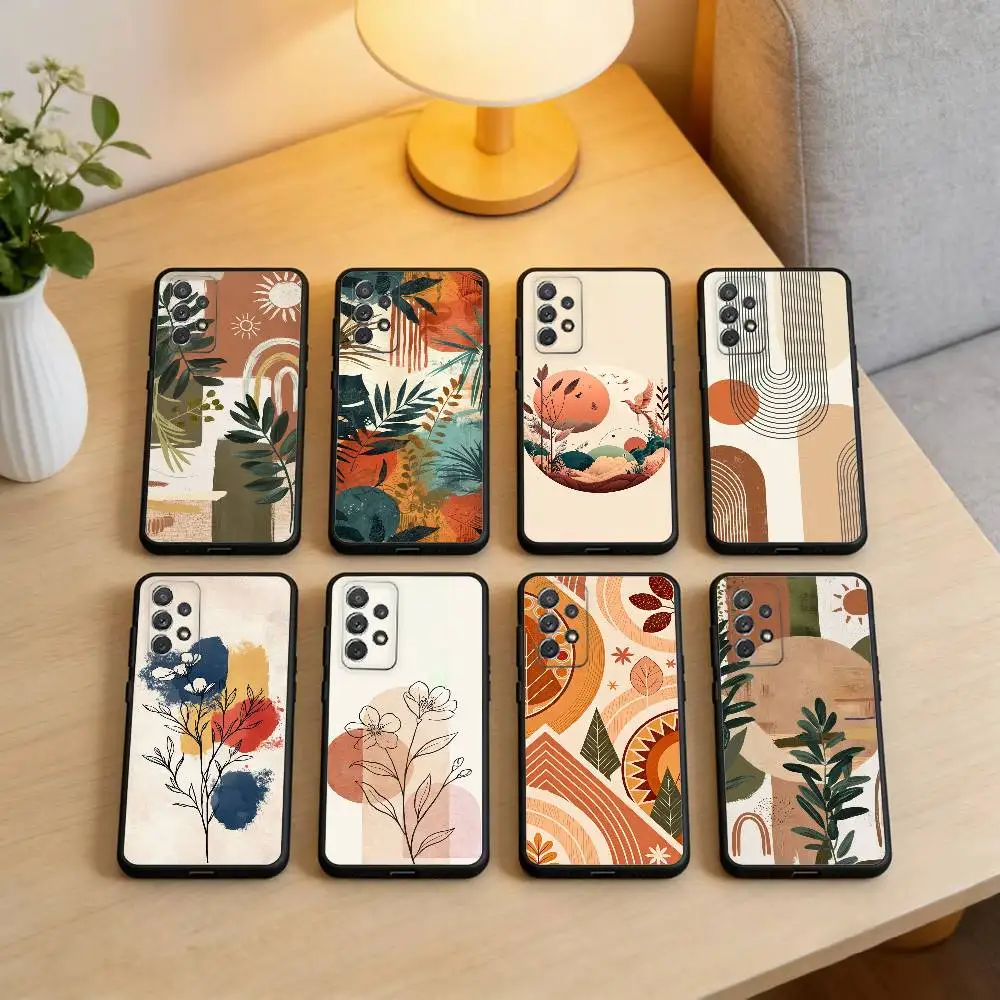 

B-Boho chic style Phone Case For Samsung Galaxy A73,A72,A71,A70,A53,A52,A51,Soft Silicone Black Cover