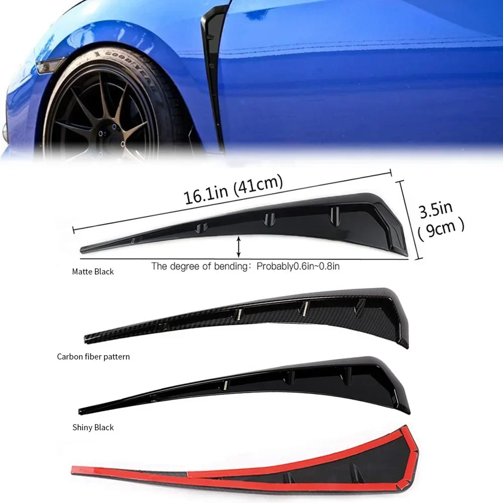 2pcs Car Side Fender Spoiler Wind Knife Side Gills Air Vent Decorative Side Wing Sticker For Honda Civic Universal For VW / BMW