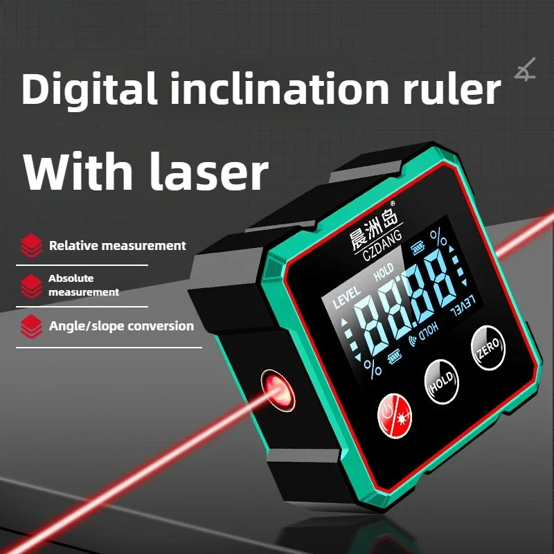 Laser Digital Protractor Inclinometer Laser Level Ruler USB Chargable Inclinometer Magnetic Base Goniometer Magnet Angle Finder