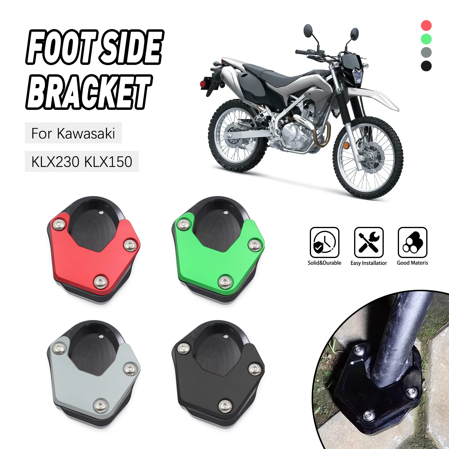 

Accessories moto Kickstand Foot Enlarger Side Stand Extension For Kawasaki KLX230/S/R 2020-2023 KLX150 2010-2016 XF 2016-2018