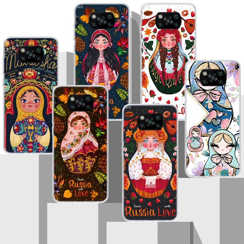 Russian Nesting Doll Cartoon Phone Case For Xiaomi Mi 11 Lite 12X 11i 12T 11T 10T 9T Pro 13 12 10 9 8 Ultra 5G Soft Cover Coque