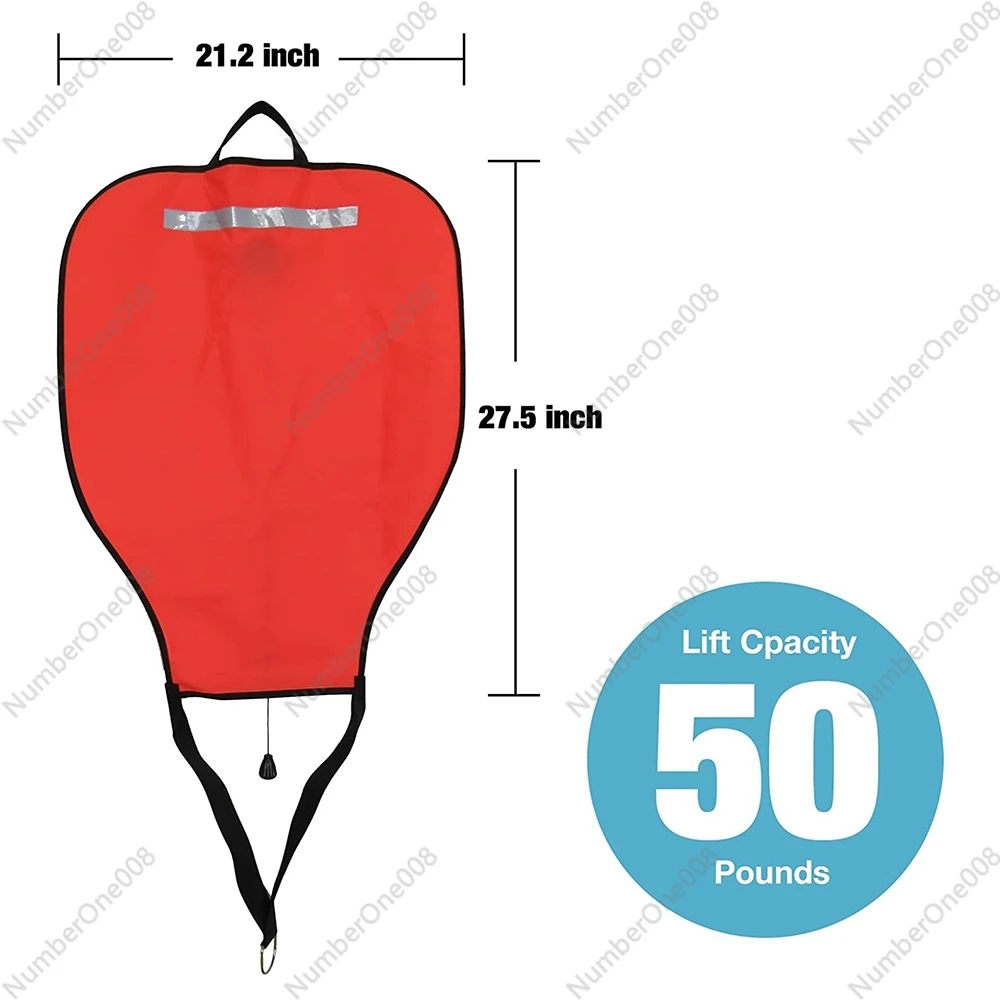 Scuba Diving Nylon Lift Bag,High Visibility Buoyancy Bag with Open Bottom,Salvage Bag Float Buoy(Red)