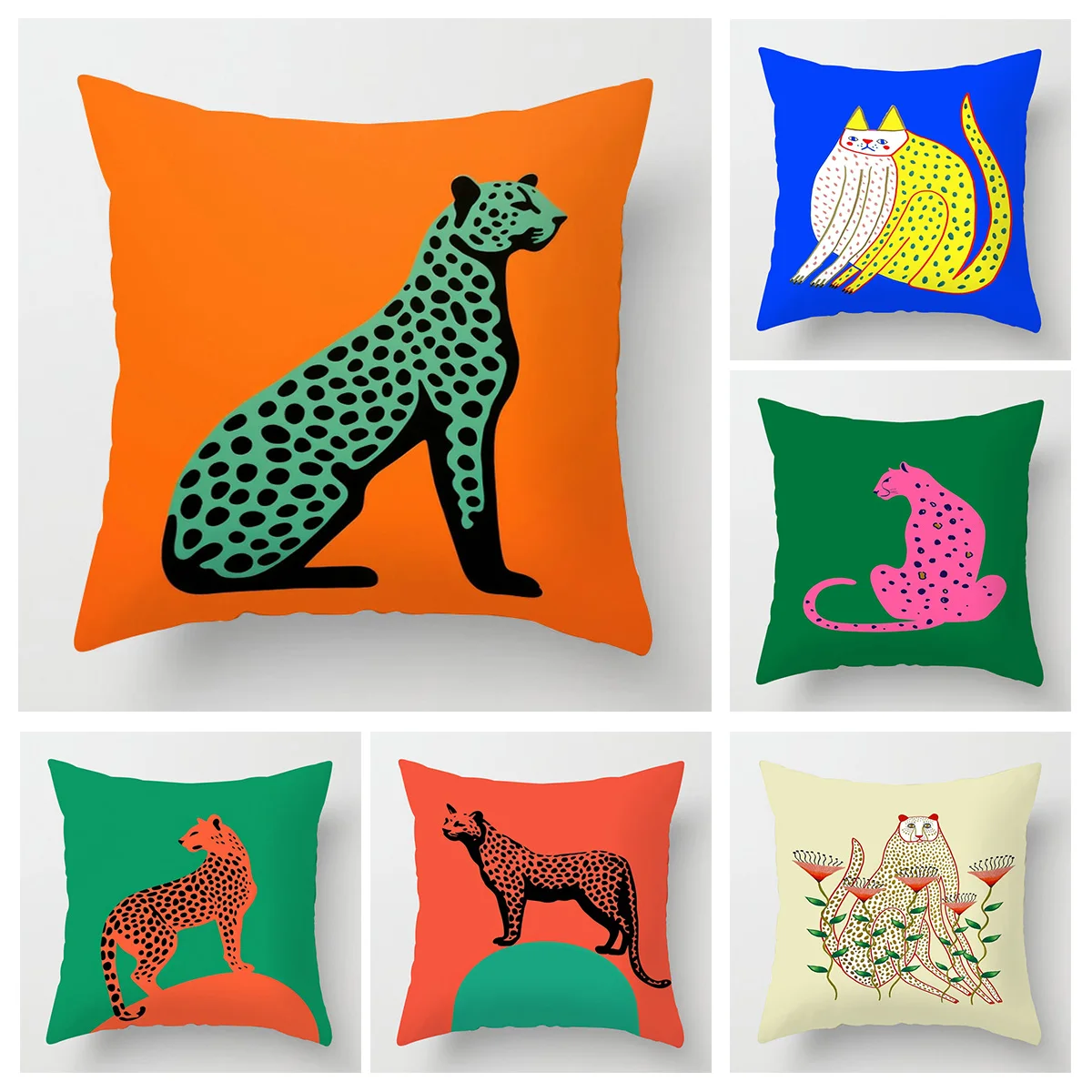 Geometric Animal Pattern Pillow Cover 18 Inch Printed Cushion Cover Machine Washable Home Sofa Decoration 45 Cm