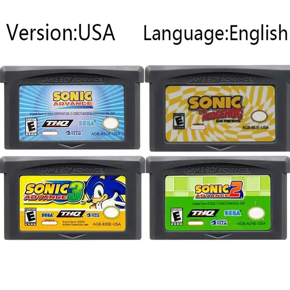 سونيك 32 بت بطاقة الألعاب GBA لعبة لعبة فيديو خرطوشة وحدة التحكم بطاقة سونيك أدفانس 1/2/3 القنفذ EUR/الولايات المتحدة الأمريكية Ver لمحبي الهدايا #2