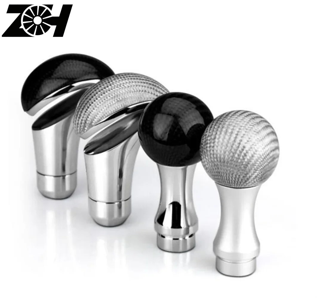 Universal Car AT MT Manual Carbon Fiber Shifter Gear Shift Knob Cover Stitch Shifter Lever Knobs Fit For Honda Toyota